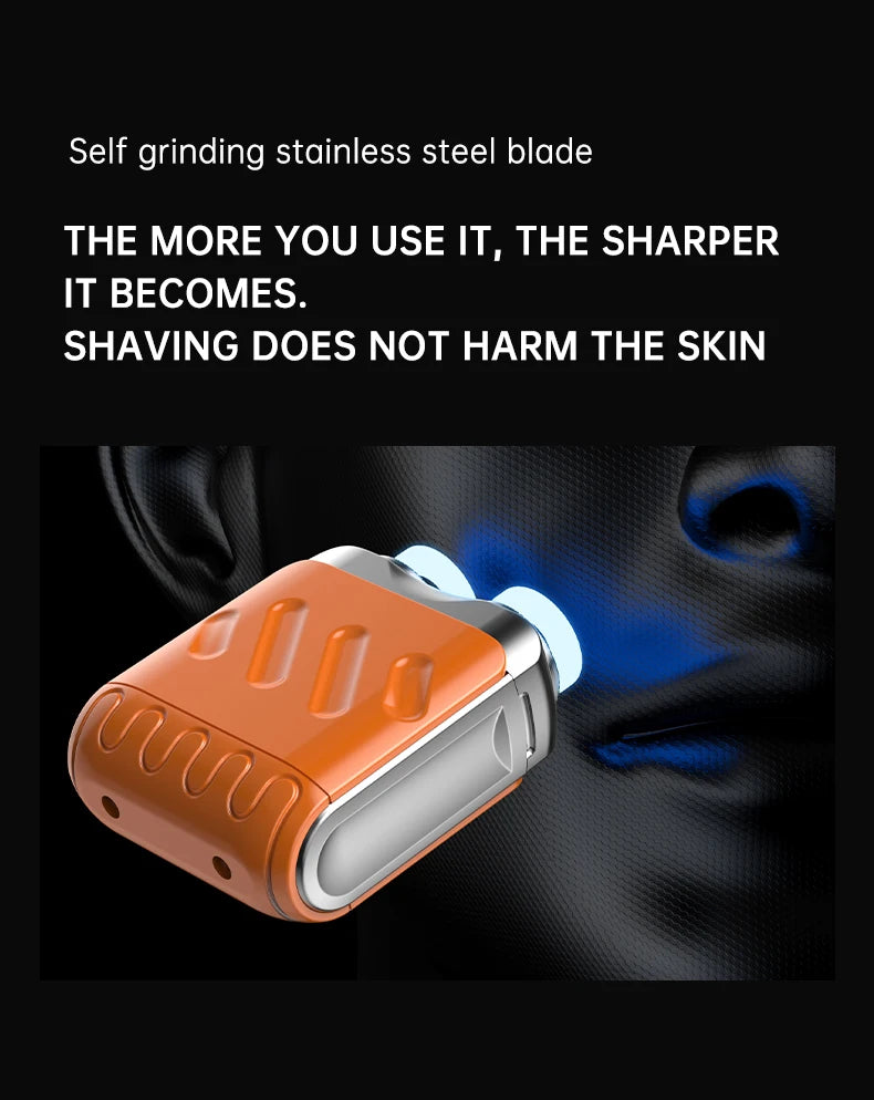 Mini Electric Shaver Dual Head Waterproof Type-C Rechargeable Shaver Travel Rotary Razor Men's Portable Hair Beard Trimmer Tool