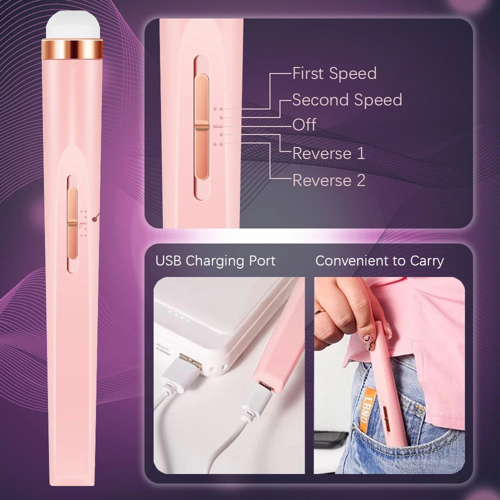 YIKOOLIN 5 in 1 Electric Nail Polish Drill Machine USB Charge Portable Manicure Set Exfoliation and Polishing for Nail Salon