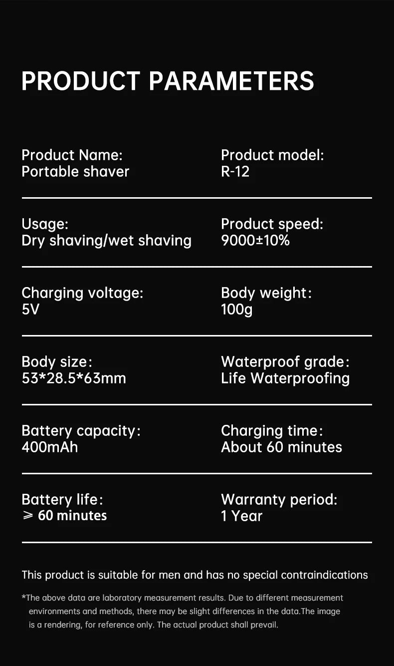Mini Electric Shaver Dual Head Waterproof Type-C Rechargeable Shaver Travel Rotary Razor Men's Portable Hair Beard Trimmer Tool
